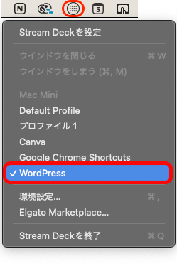 Chrome利用中にWordPress設定を呼び出す場合