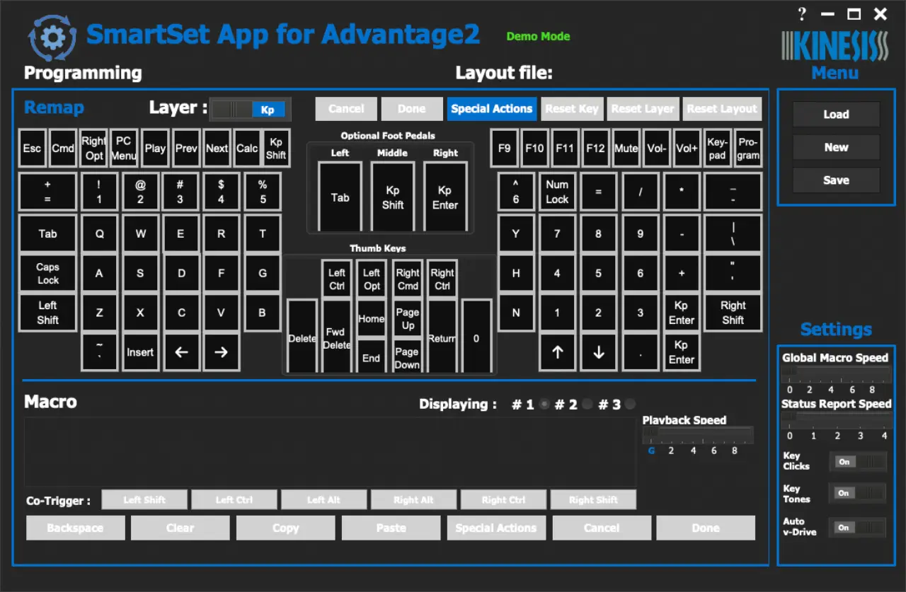 Kinesis Advantage2 basic  key layout