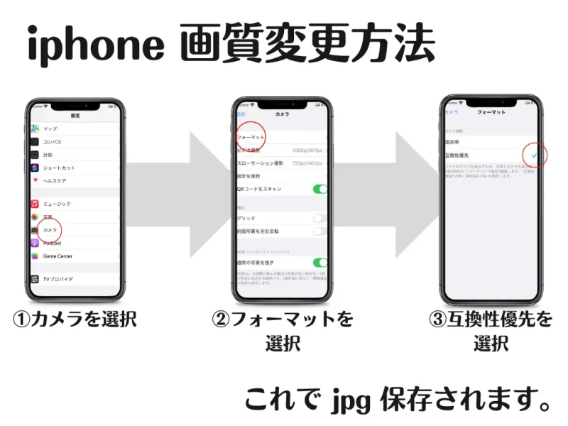 iphone の画質変更方法