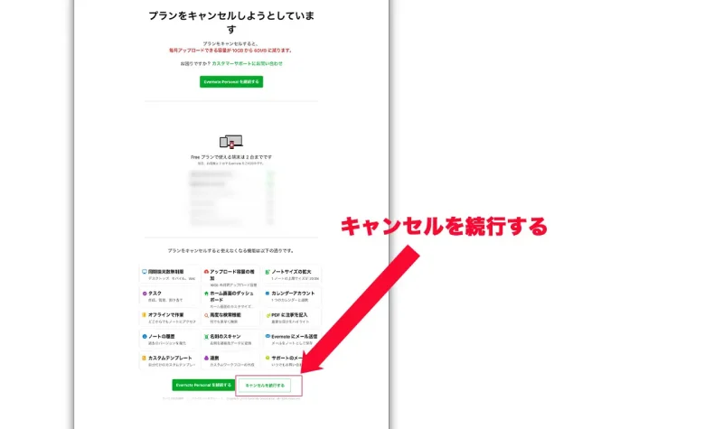 Evernoteの解約方法